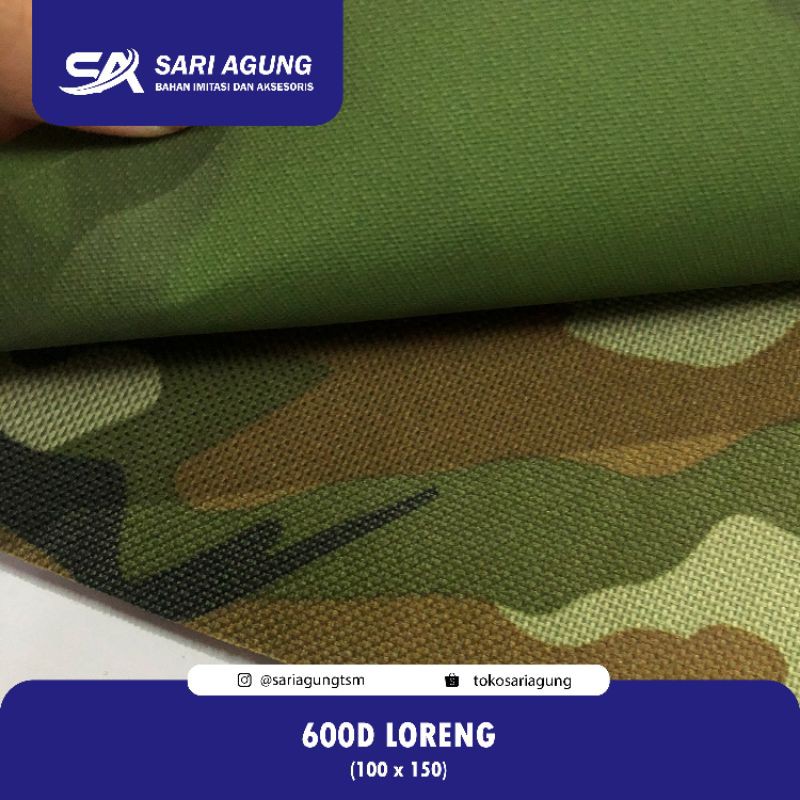 600D LORENG (METER) BAHAN KAIN CORDURA MOTIF DINIR D600 BAHAN TAS SENAPAN RANSEL