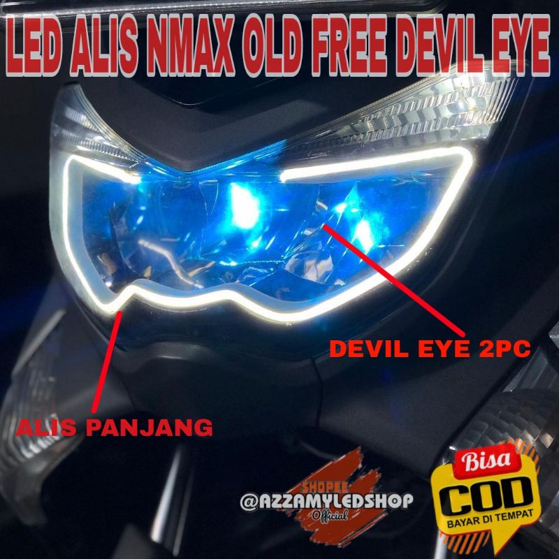 Paket lampu motor DRL alis lampu alis nmax OLD  Yamaha nmax freedemon eye devil eye kualitas grade A super terang