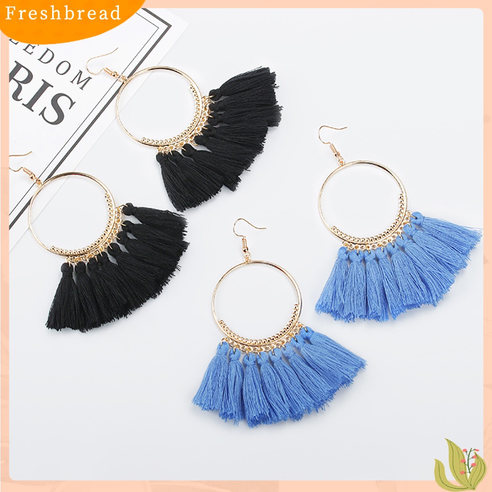 Fresh| Anting Kait Gantung Wanita Desain Rumbai Gaya Bohemian Untuk Pesta / Hadiah