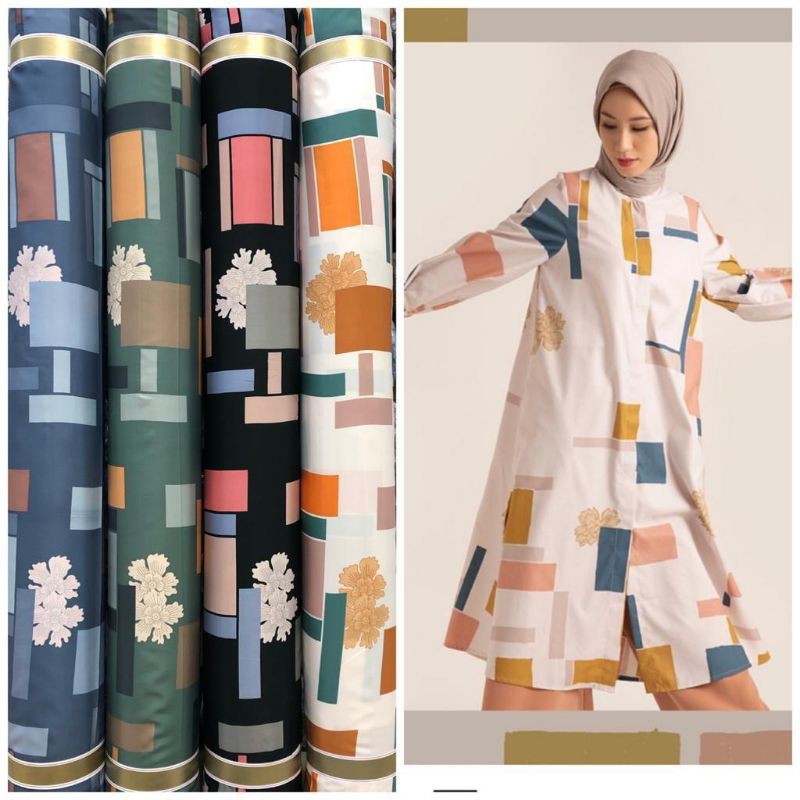 Kain Maxmara Printing ARISA  / bahan gamis  motif meteran