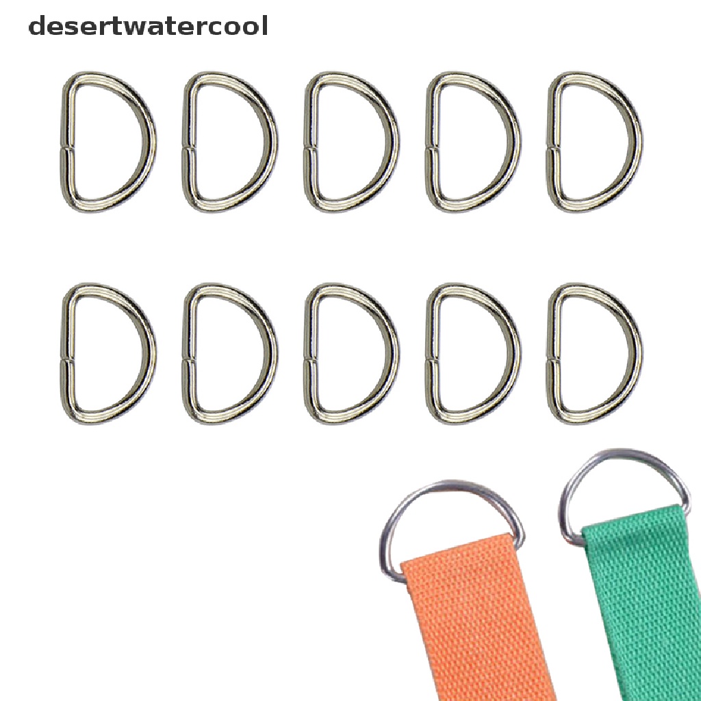 Deid 10Pcs Ring D Bahan Metal Untuk Pakaian / Tas / Dompet / Sabuk