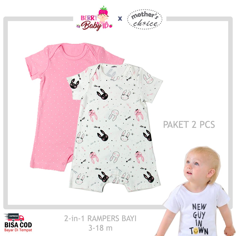 Mother's Choice 2 Pcs Jumper Bayi Rampers Baju Bayi Premium Katun MCH007 Berry Mart