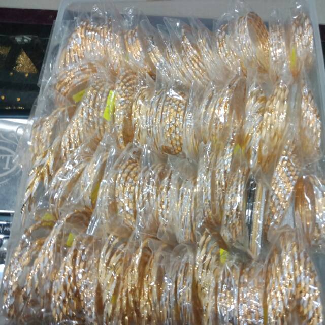 Gelang tangan anak dan dewasa emas asli kadar 700 70% 22 bangle gold ukir keroncong kuning putih cantik ringan baru