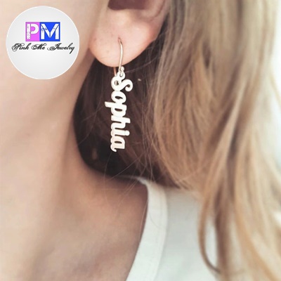 Anting tusuk titanium anti karat custom nama aksesoris wanita korea lapis emas perak silver jepit ga