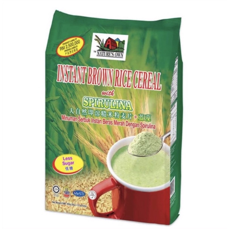 

nature’s own instan brown rice cereal with spirulina 12sachet hijau