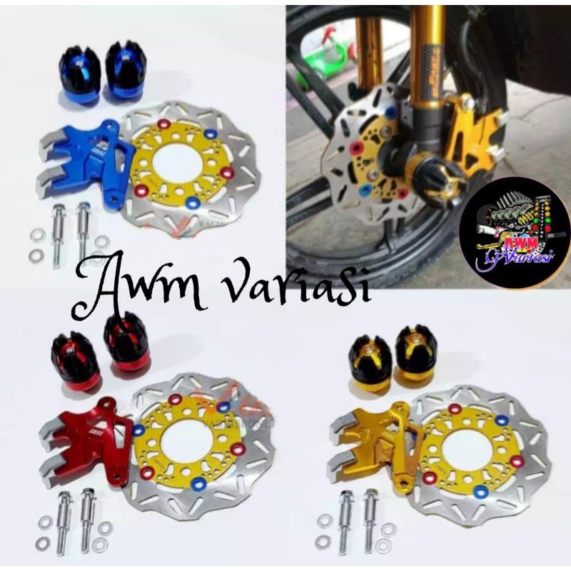 PAKET PIRINGAN CAKRAM BEAT VARIASI + COVER KALIPER + JALU AS RODA DEPAN HONDA BEAT VARIO GENIO SCOOP