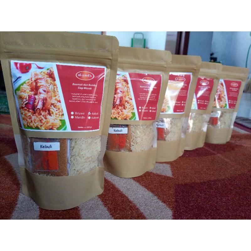 

Paket Basmati untuk 24 porsi, bumbu briyani, mandhi, dan kebuli