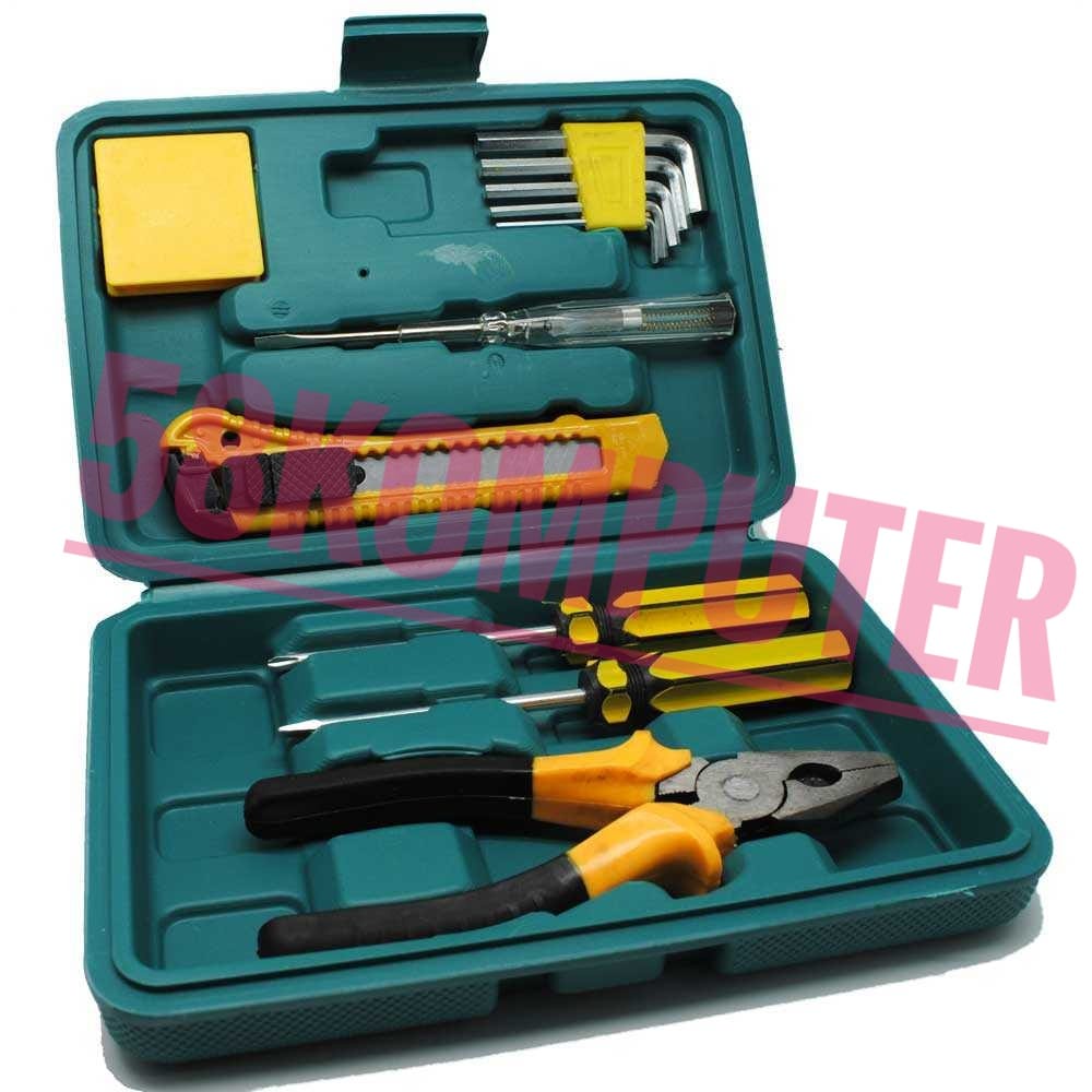 Tool kit Set Perkakas Palu Tang Obeng Kunci Pas Cutter 11 in 1 ALAT TUKANG