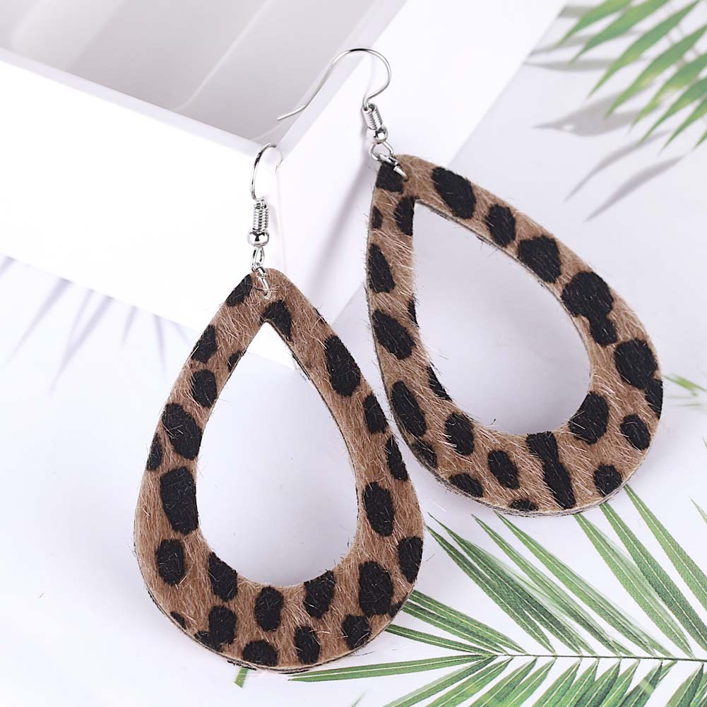 Hu Hu Hu Hu Hu Alat Bantu Pasang Kacamata♡ Anting Kait Gantung Wanita Bahan Kulit Imitasi Desain Print Leopardpolkadot Hollow Untuk Hadiah