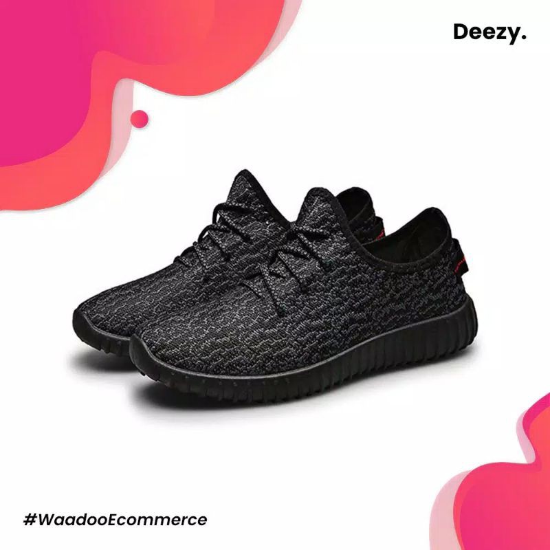 WAADOO Sepatu Pria "Deezy" Running Shoes Sepatu Olahraga Korea Hitam Polos