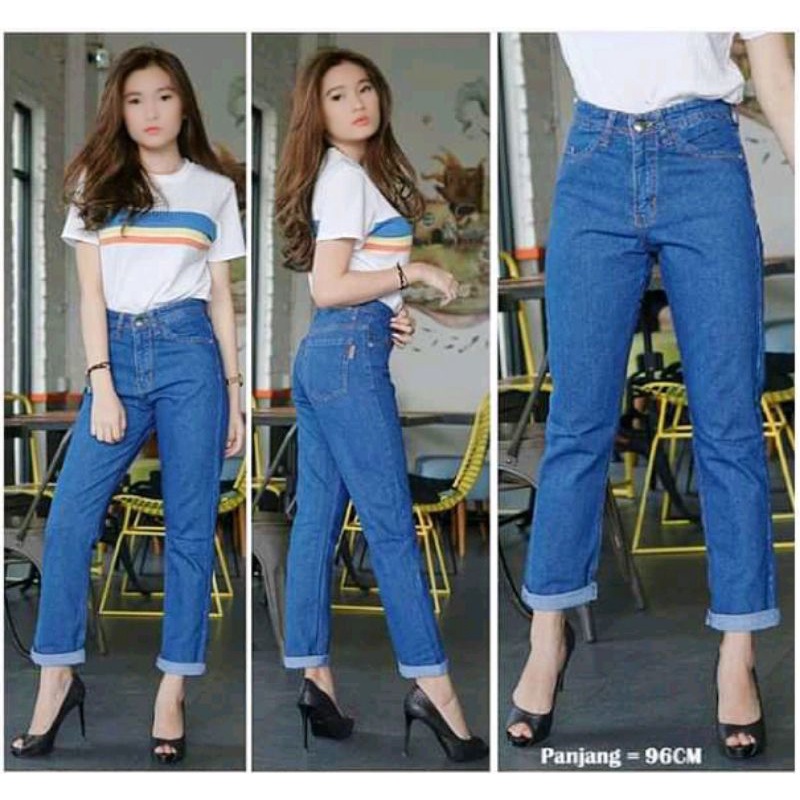 CELANA BOYFRIEND JEANS WANITA / BOYFRIEND PLAIN JEANS