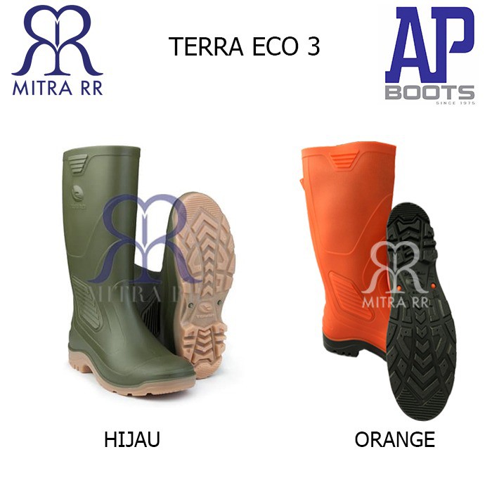 AP TERMURAH AP Boots Terra Eco 3 Hijau Orange Kuning Hitam - Sepatu Boot Kerja Karet Tinggi Panjang