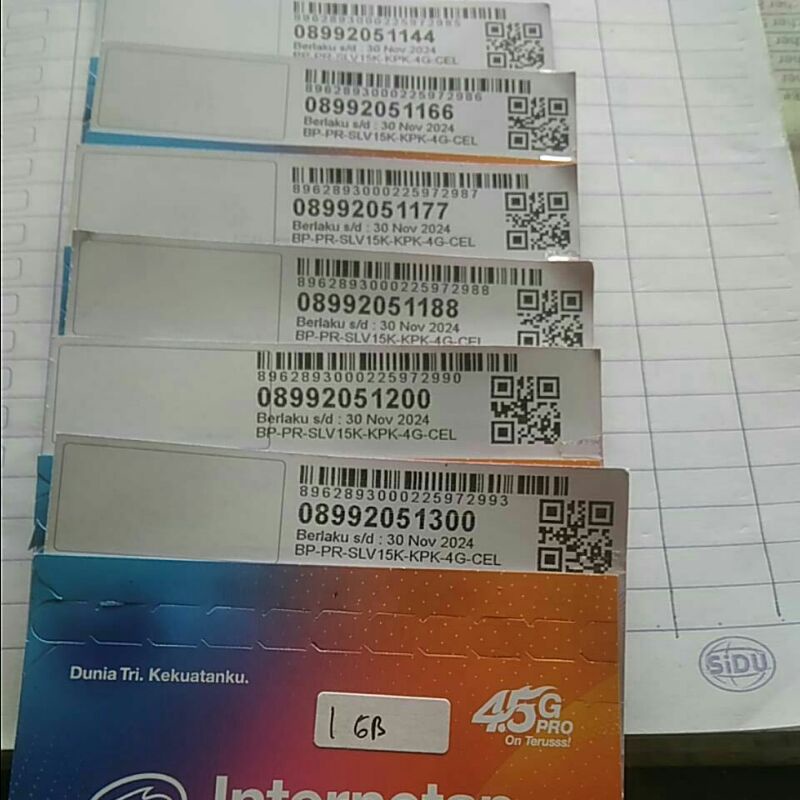 No Cantik Tri 11 Angka Plus Kuota 1 GB