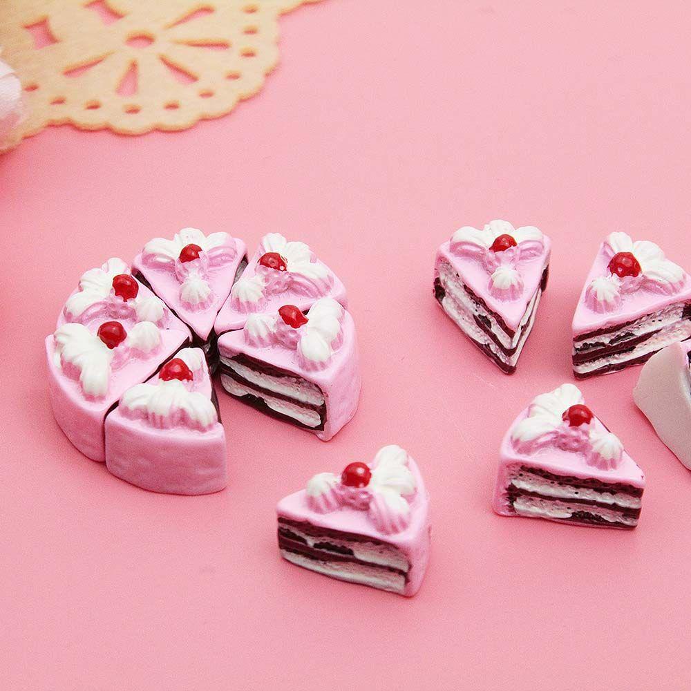 Quinton Rumah Boneka Kue Resin Mainan Anak Kue Miniatur Cake Desktop Decor Model Kerajinan Aksesoris Rumah Boneka Dapur Mainan Anak