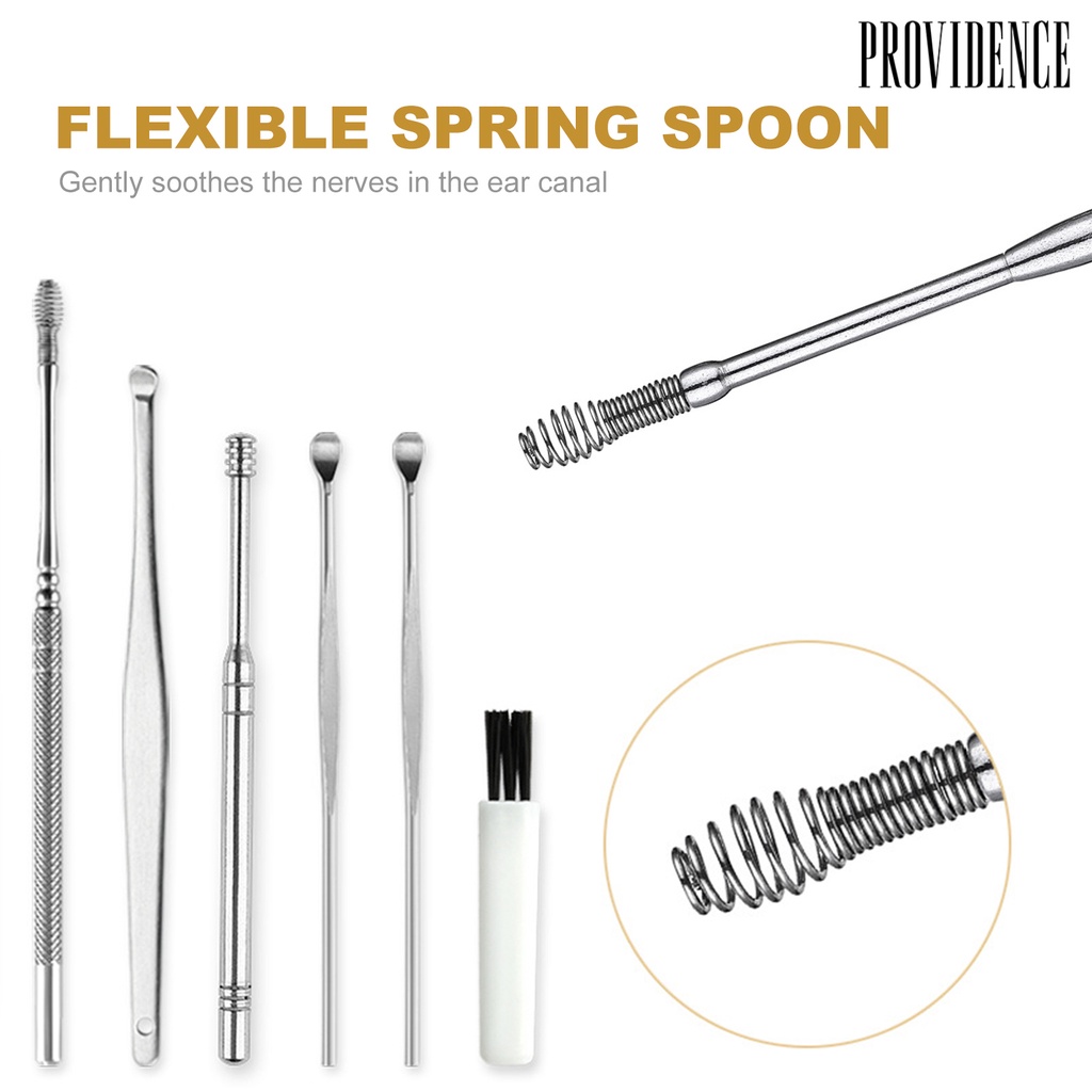 Providence Ear Pick Set Multifunctional 360 Degree Stainless Steel Ear Wax Pickers Stainless Steel Remover Spoon Set for Unisex