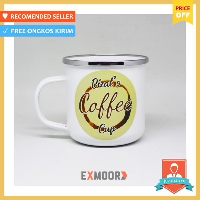 CANGKIR ENAMEL COFFEE CUP REQUEST NAMA - PERALATAN MAKAN - GELAS & MUG