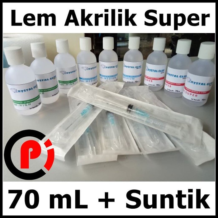 Lem Acrylic Akrilik Type Super isi 70mL Bonus Suntikan