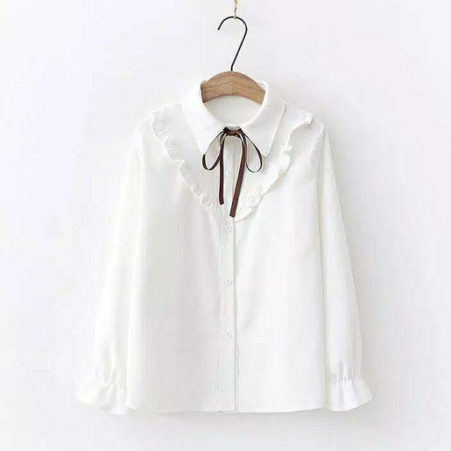 Kameja wanita Welly shirt atasan wanita - kemeja putih wanita - kemeja wanita casual - kemeja wanita-Putih