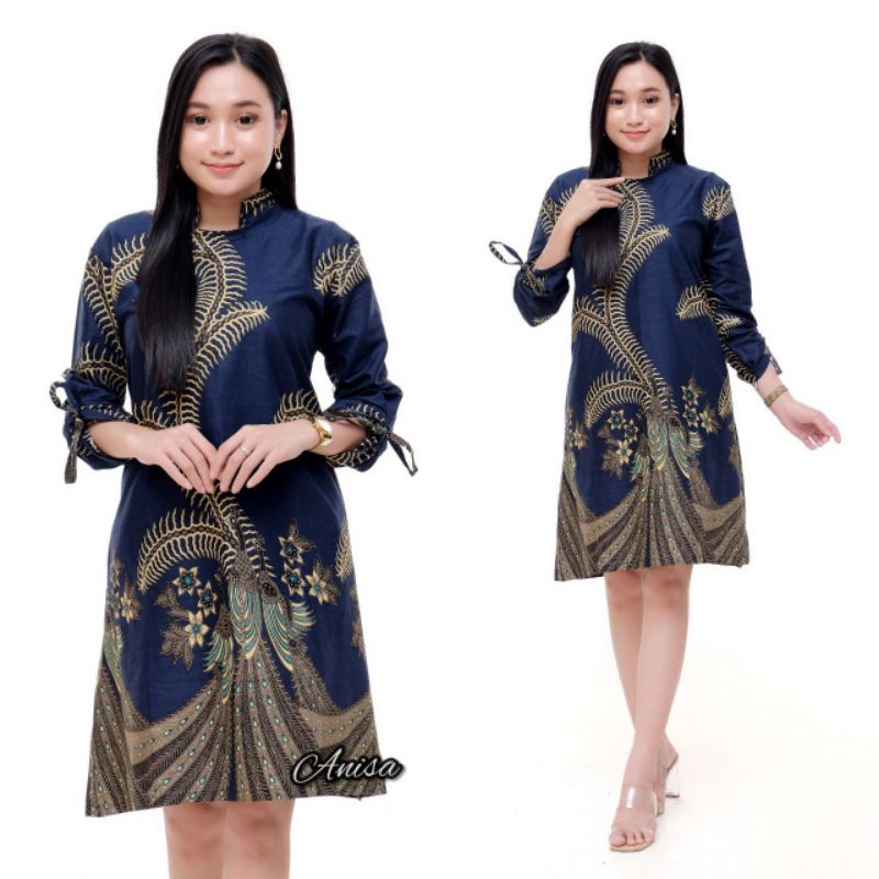 M-L-XL-XXL ATASAN BATIK WANITA MODERN ASJ SA HRB026 MONALISA GENES BLOUSE-Dip4