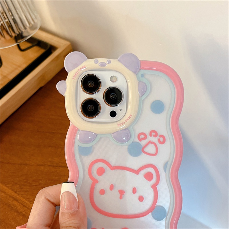 Soft Case Pelindung Bumper Shockproof Motif Kartun Beruang Untuk iPhone 14 13 12 11 Pro Max X Xr Xs Max 7 8 6 6s Plus SE