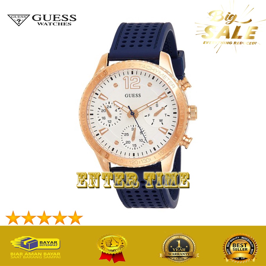 CASHBACK  JAM TANGAN WANITA IMPORT TERBARU MERK GUESS W1025L4 RUBBER STRAP JAM TANGAN KASUAL WANITA 