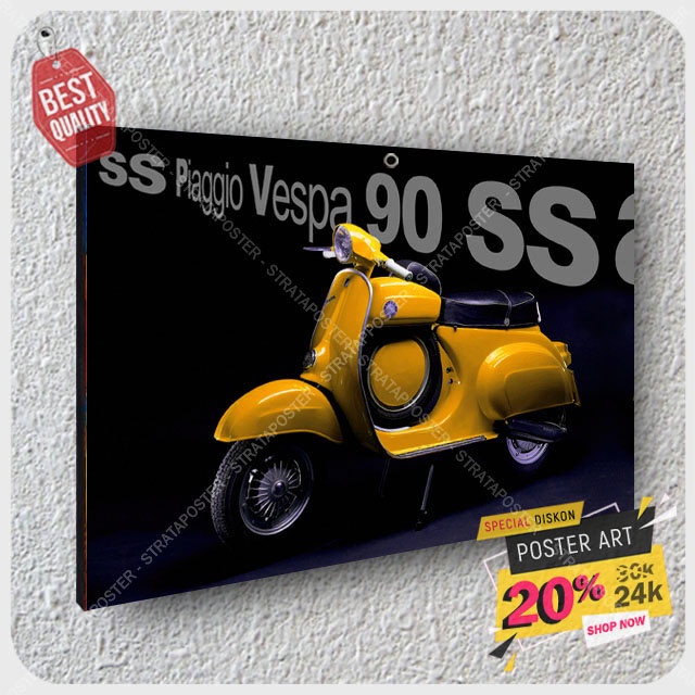 Poster Motor Vespa - Hiasan dinding motor klasik - Poster Retro - Poster Vespa sprint - Pajangan dinding - Automotif - 203063STA