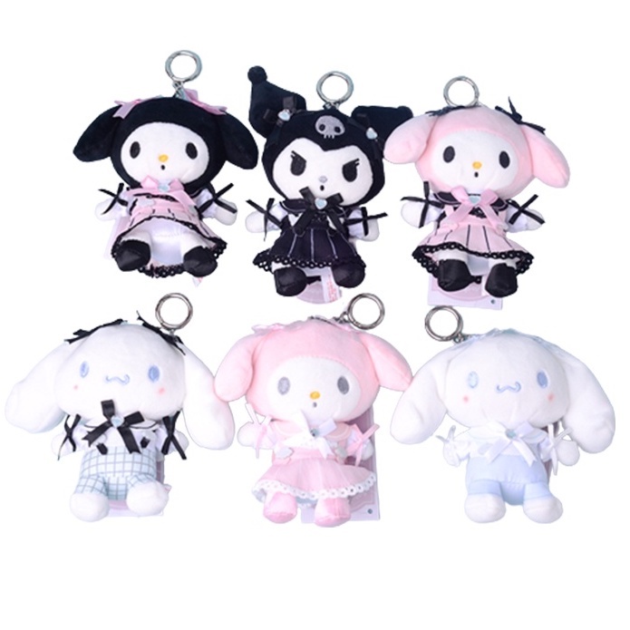 Ready Stock !!! 12cm/4.72in Kuromi Melody Cinnamoroll Anime The Maid Collection Plush Doll Toy Pendant