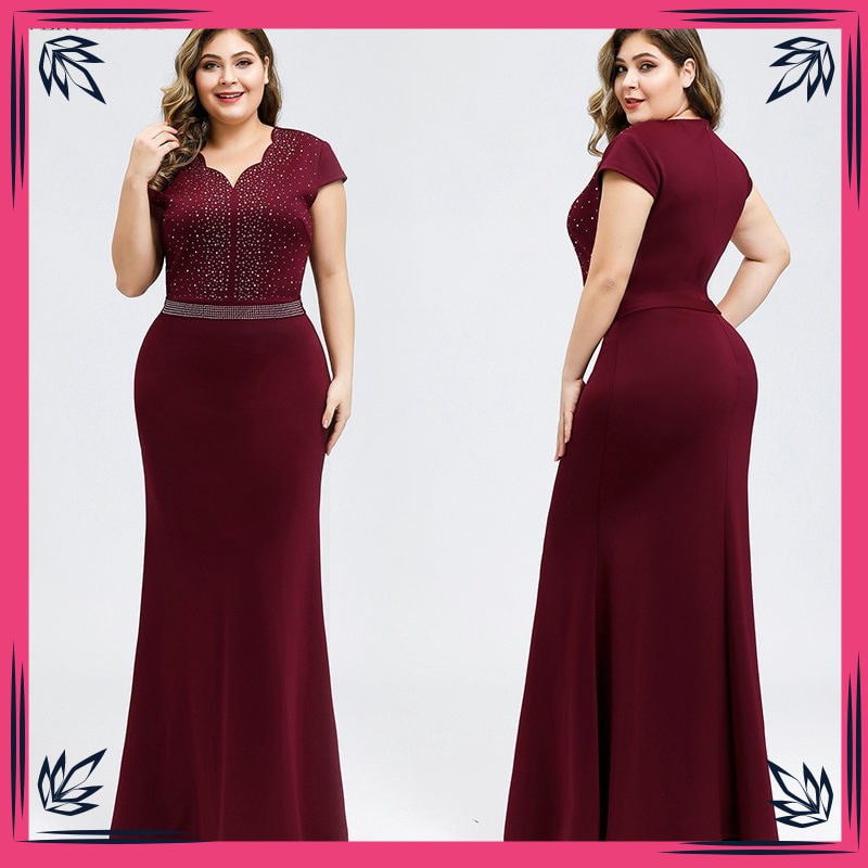 Gaun Pesta Wanita Party Dress Plus Size Black Evening Dresses For Women Ever Pretty Mermaid V-neck Shopee Indonesia