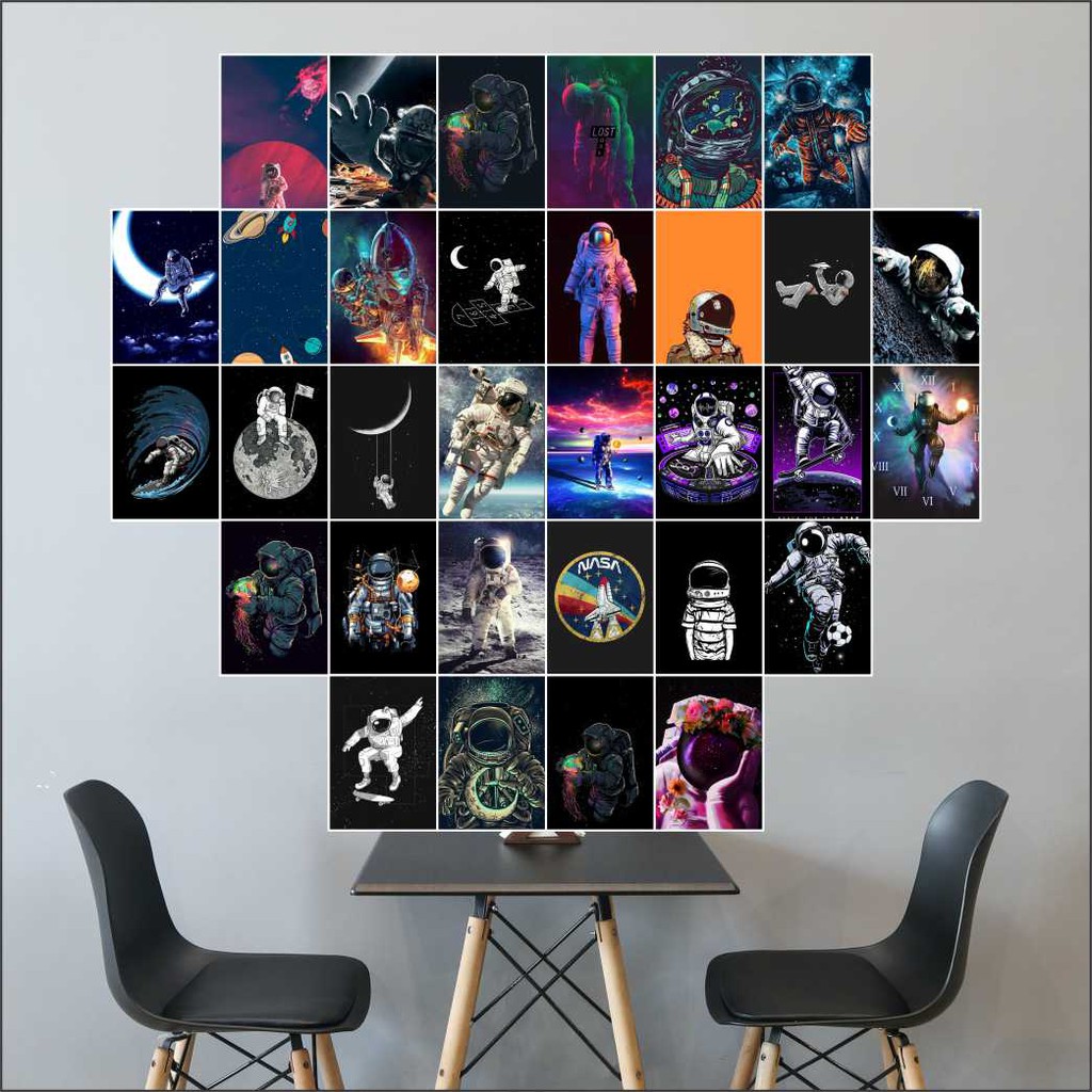 Poster Dinding Aesthetic Astronot Isi 32pcs Poster Dinding Kamar Cowok Dekorasi Kamar Shopee Indonesia