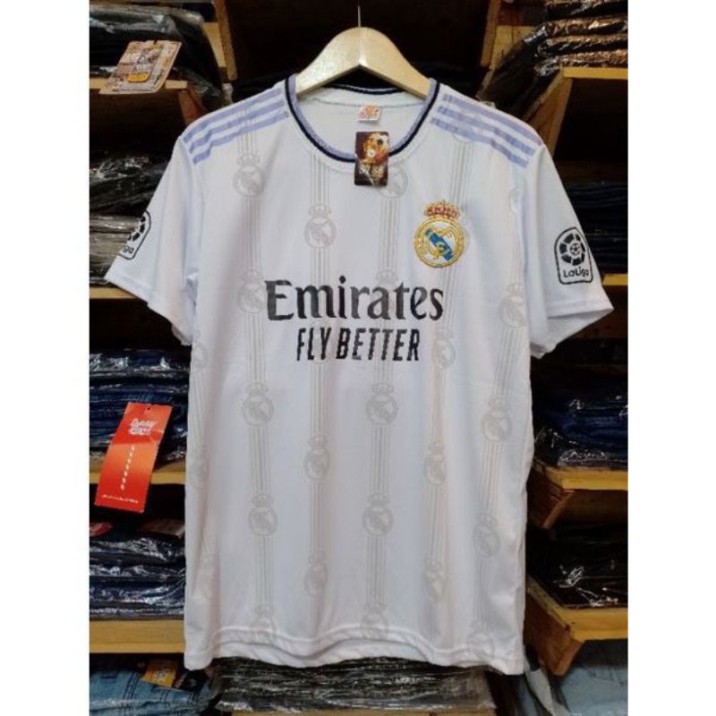 JERSEY BOLA MADRID PUTIH SABLON LOKAL MURAH (READY / BISA COD)