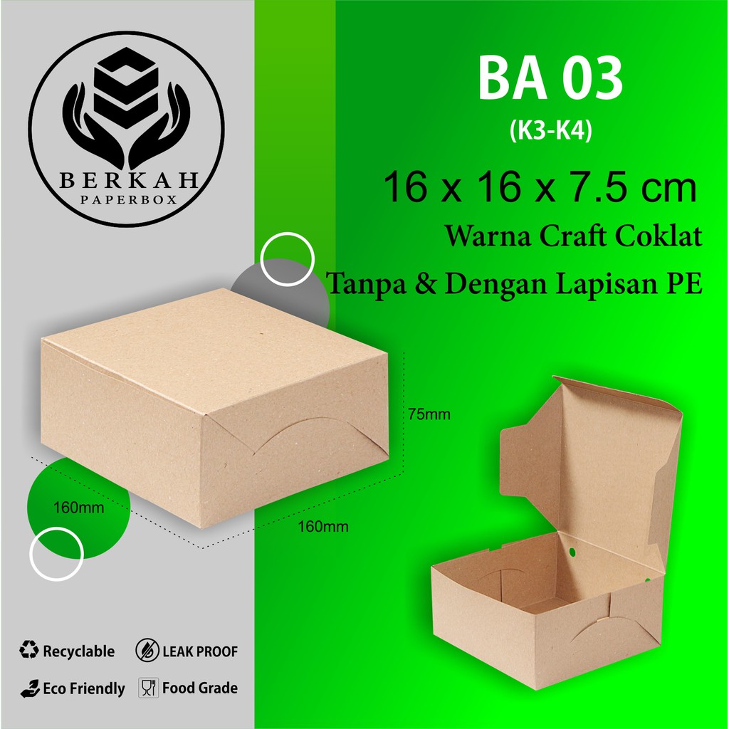 Box Nasi Kotak Dus Ayam Bakar Dus 16x16 (B3K3-16X16X7.5 Cm)