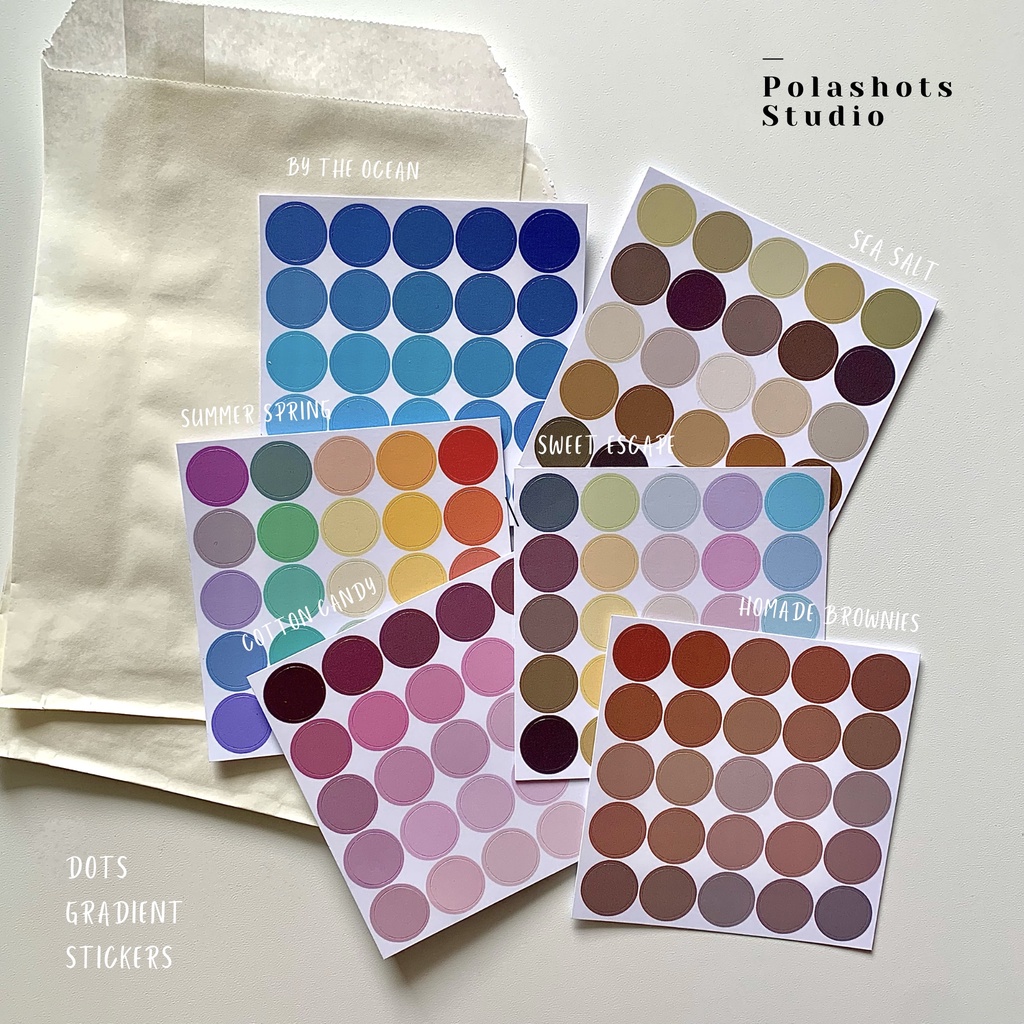 

Dots Gradient Stickers by Polashots Studio / Stikers Bulat / Journaling Stickers