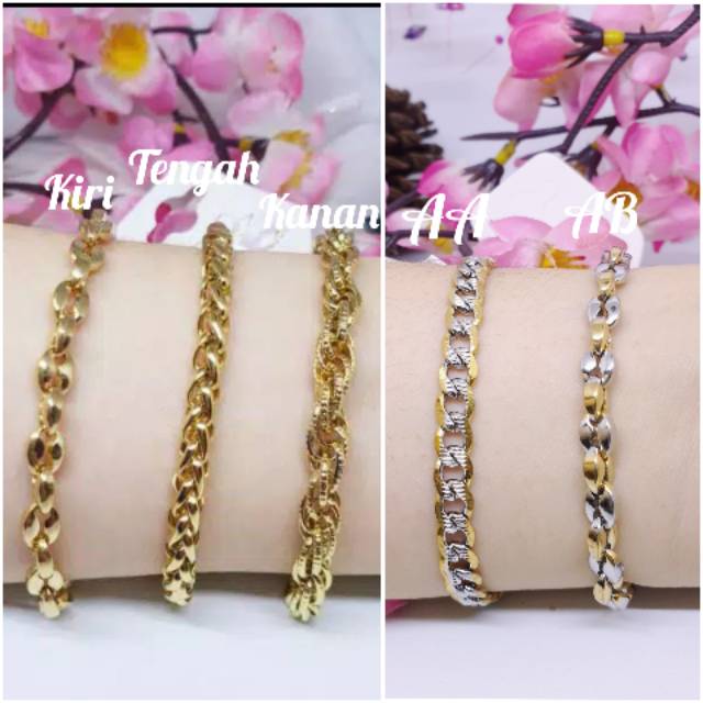 Gelang rantai Titanium uk17&amp; 20cm anti karat&amp;alergi G-36