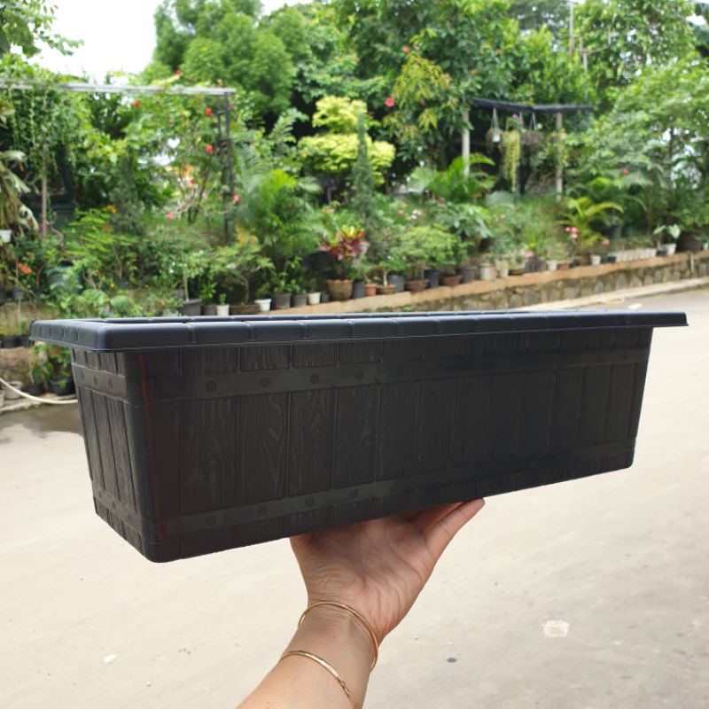 FORTUNA PLAST 8850 (S) 50*18*14cm : pot bunga segi panjang motif gentong kayu bagus