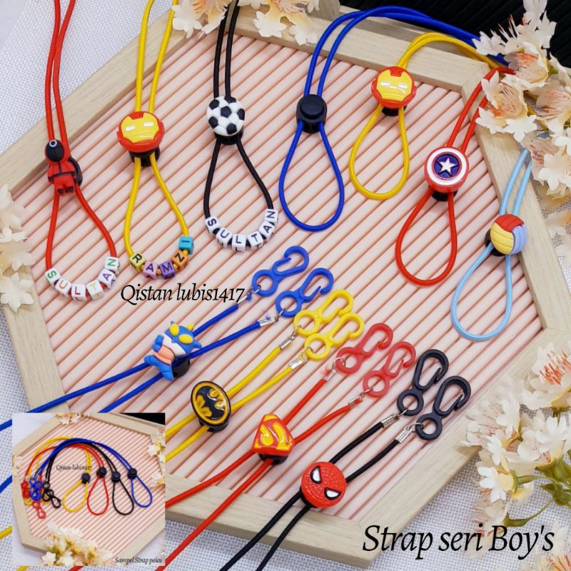 Costum nama strap masker|kalung masker Seri Boy's super hero n sport