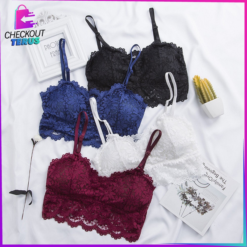 CT P46-49 Bra Renda Bralette Lace Pakaian Dalam Atasan Wanita Bra Crop Top Sport Bra Push Up Tanpa Kawat Bra Olahraga