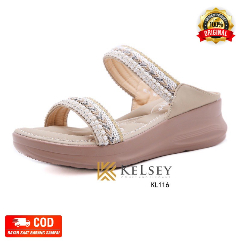 RESTOCK NICOLE SANDAL WEDGES WANITA KELSEY IMPORT #KL116 SANDAL MUTIARA WANITA