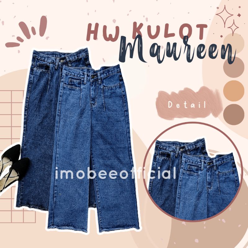 HIGHWAIST KULOT MAUREEN // CULLOTE JEANS SNOW // HW KULOT JEANS SNOW POCKET SAKU