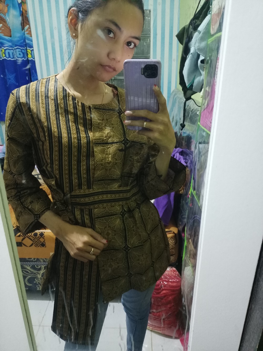 Tey-17 Batik Wanita Asj Sa Hrb026 Kenongo Kemeja Tosca Pendek