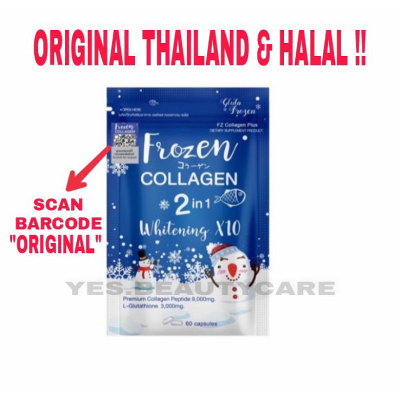 FROZEN COLLAGEN ORIGINAL THAILAND HALAL BARCODE - PEMUTIH KULIT GLUTA WHITENING COLAGEN 60 KAPSUL