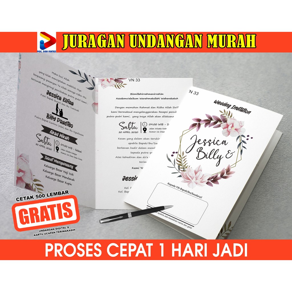 Cetak Undangan Pernikahan Murah, Undangan Pernikahan Ada Foto Surat Undangan Pernikahan