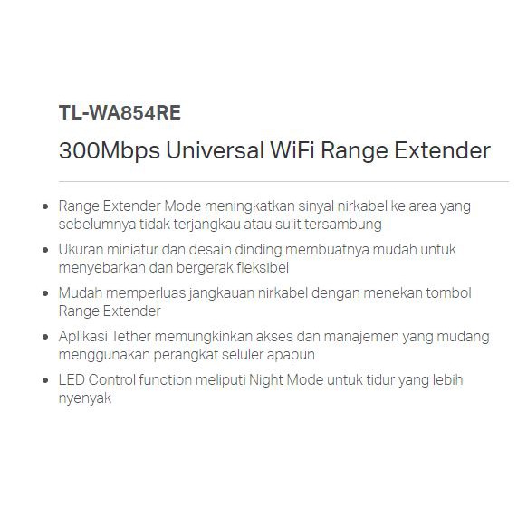 TP-Link TL-WA854RE 300Mbps 2X2 MIMO WiFi Range Extender | TPLink GARANSI RESMI