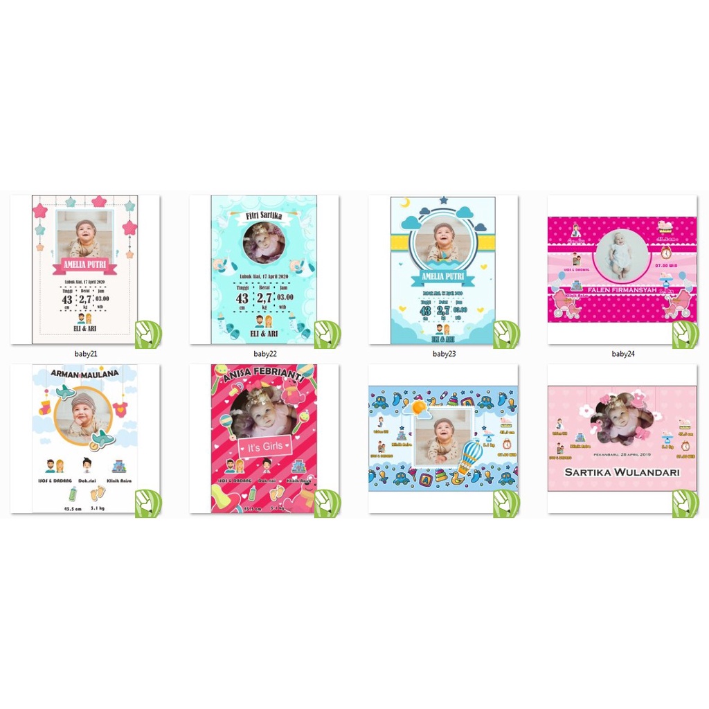 Paket Template Cover Baby Bayi Lucu Terkini Kekinian Format CDR Usaha Percetakan Multimedia Termurah Terlaris NP20