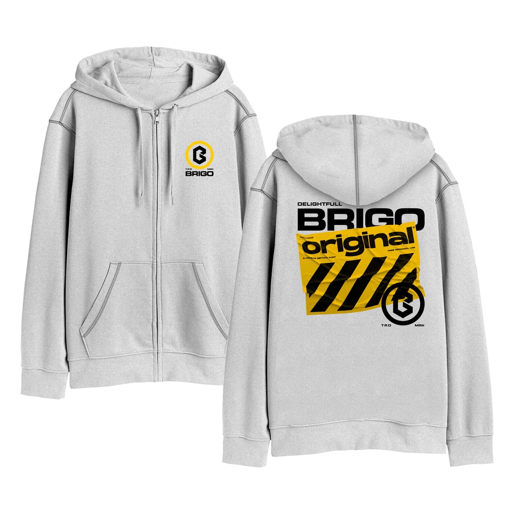 BRIGO Zipper Jumper Hoodie Delight Full II Sweater Hoodie Resleting BRIGO Delight Full Sablon DTF Fleece Cotton II SIZE M-XXL (Pria &amp; Wanita) Free stiker&amp;Gantungan Kunci