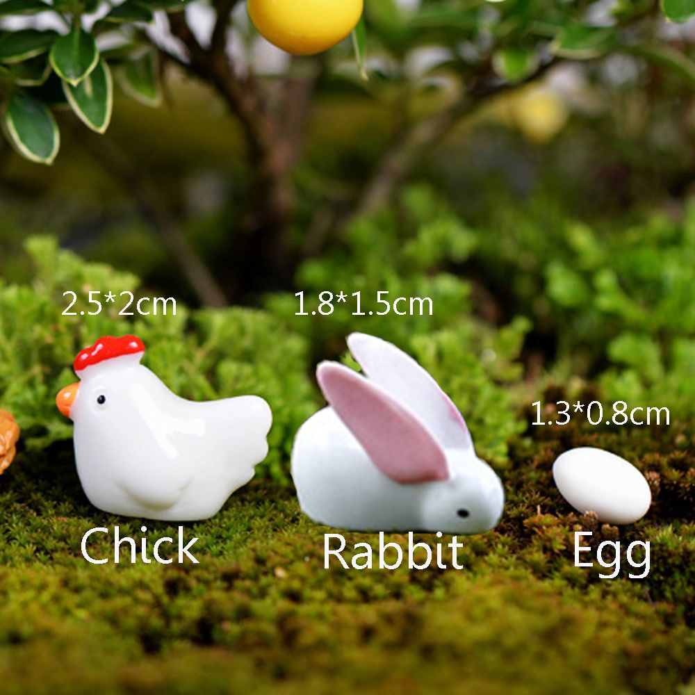 10Pcs Easter Ornament Micro Landscape Garden Supplies Gardening Decorations Resin Rabbit Cute Bunny Mini Chick Eggs