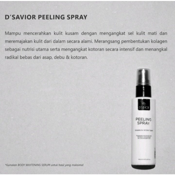 Dsavior Peeling Spray Penghilang Daki Menahun Penghilang Bekas Luka Pengangkat Sel Kulit Mati