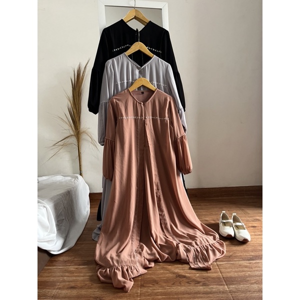 ABAYA DRESS SWAROVSKI CERUTI Busui PREMIUM UMroh haji  FULL FURING TILE maxi dress arab turki
