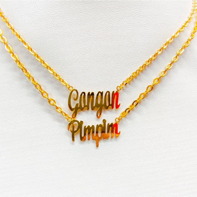 Kalung anak/dewasa nama emas asli 375%