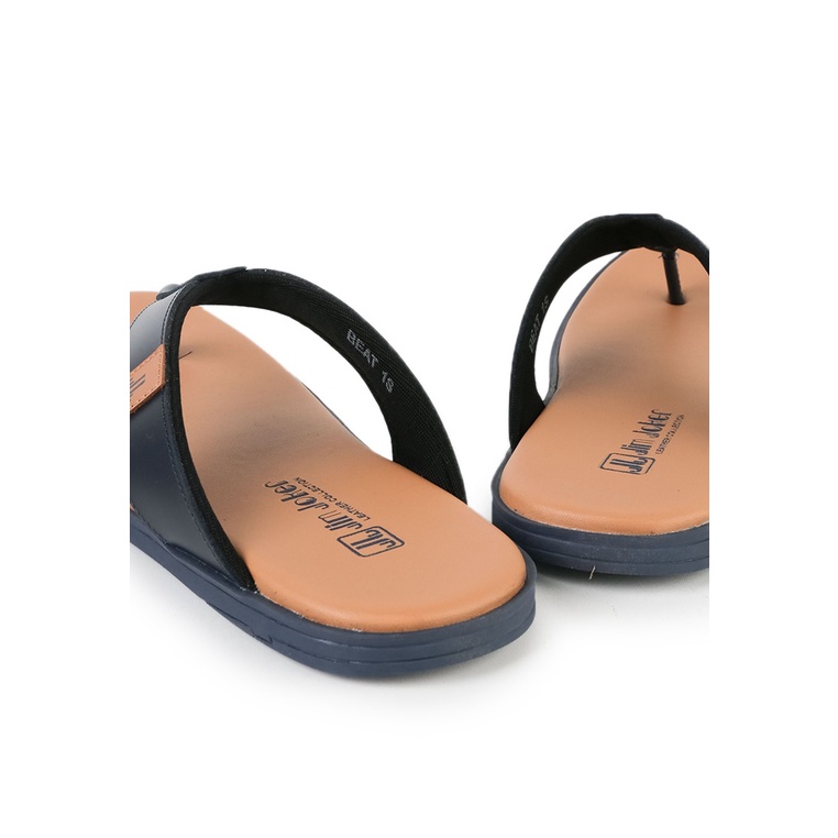 SANDAL CASUAL JIM JOKER PRIA ORIGINAL JEPIT KULIT BIRU NAVY JJ17