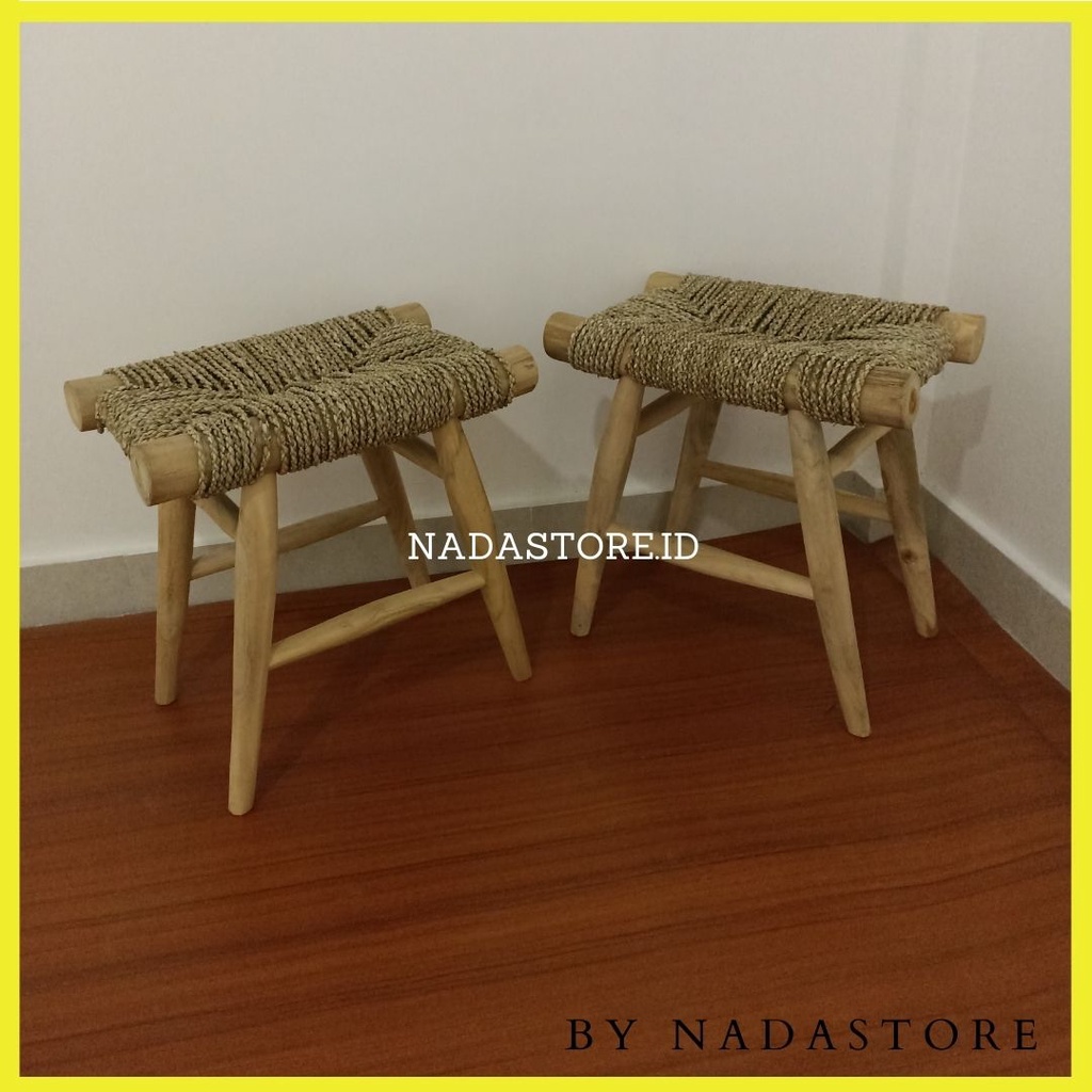 Recta Stool Seagrass / kursi / bangku Kotak Anyaman Enceng gondok / Stool Seagrass Rectangle Esthetic